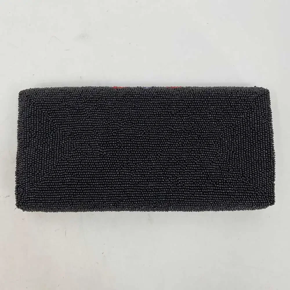 Black and Multicolor Beaded Heart Clutch | Stylish Accessory for Women